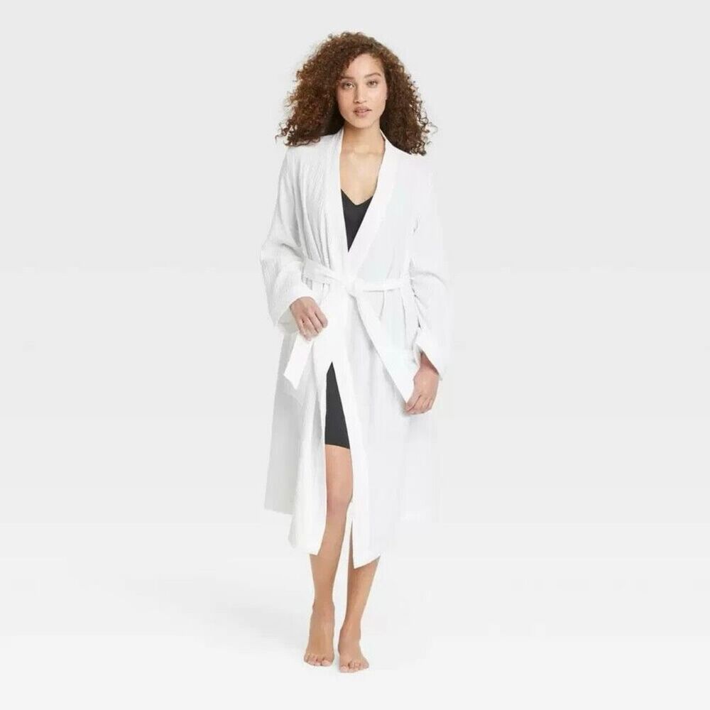 Stars Above White Cotton Gauzy Spa Robe NWOT Sz XXL